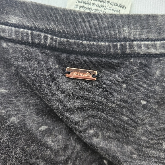 Victorias Secret Pink Womens S Acid Wash Black Ruched Side Tie Dress Long Sleeve - Picture 12 of 12